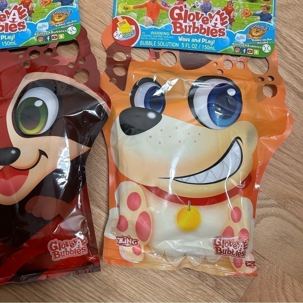 Glove Bubbles Bundle Animals Raccoon Dog Kids Toy